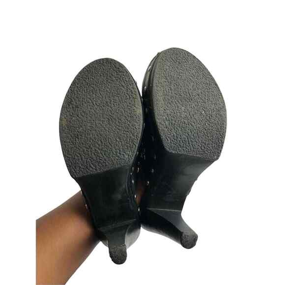 M.P.S. Womens Black Faux Leather Studded Heels Clog Mules size Slides Size 8 - Picture 9 of 9
